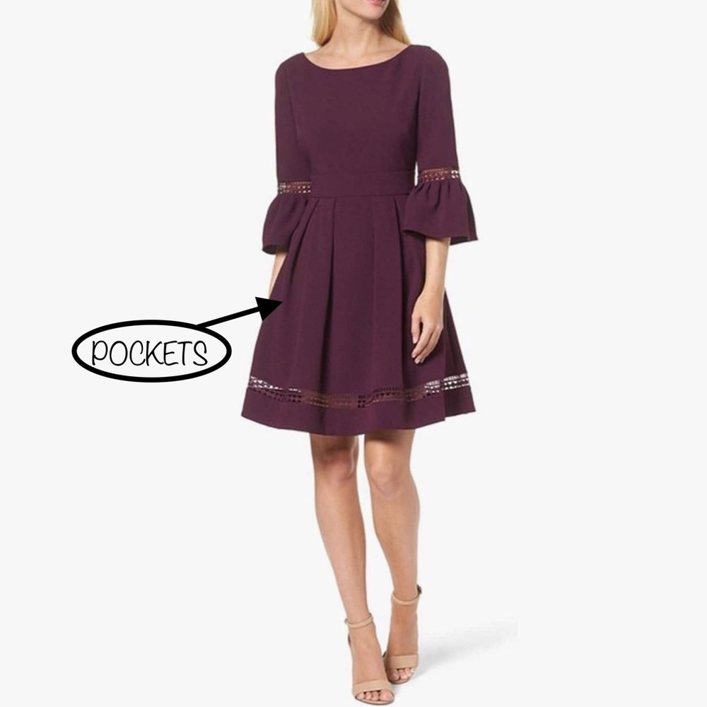 Eliza J Fit & Flare Burgundy Cocktail Dress with Pockets - Women’s 20W  NWT!